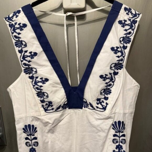 Retro Embroidered Floral Nautical / Sailor Mini Dress - Picture 12 of 16